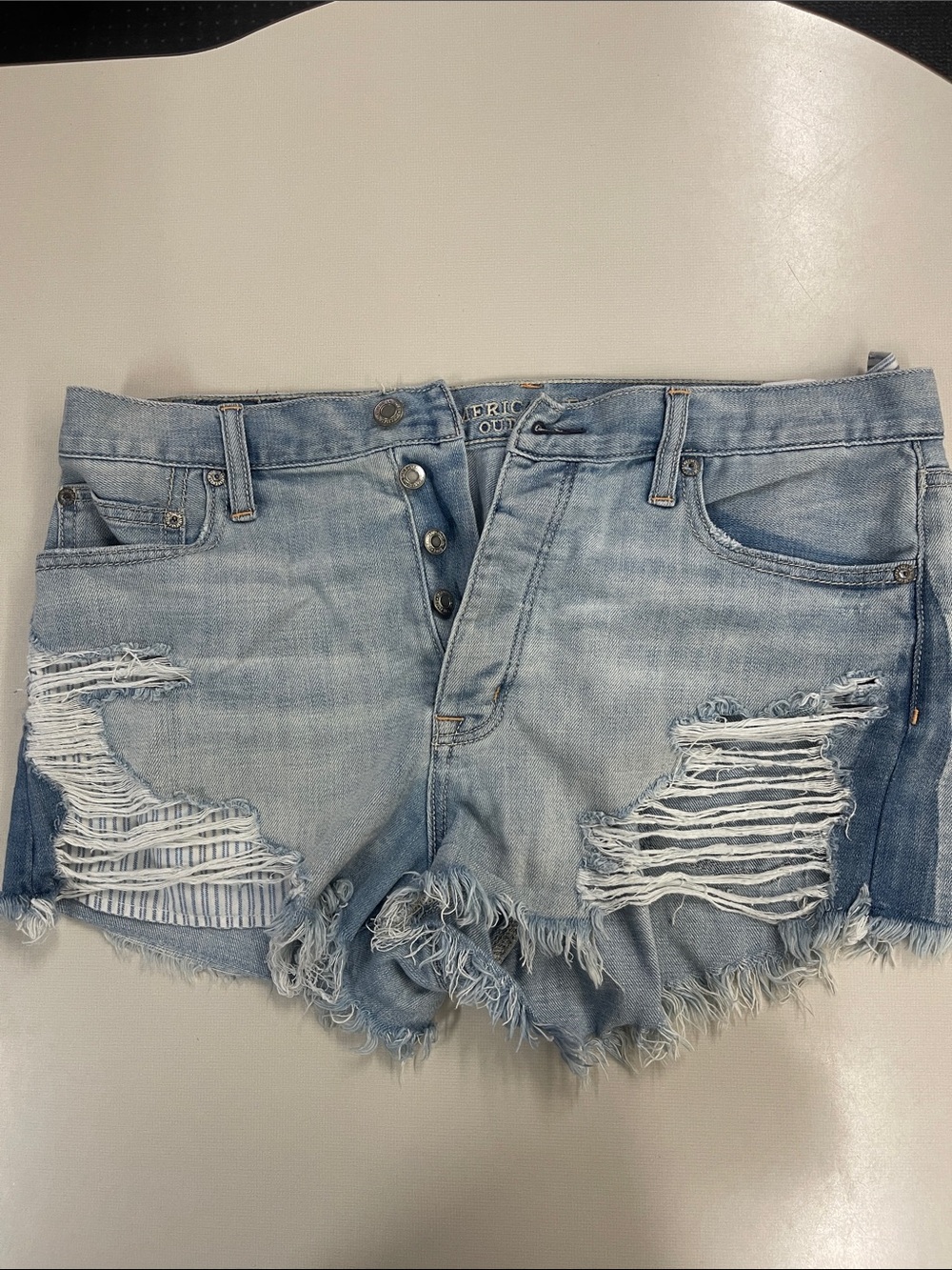 American Eagle Outfitters Light Wash Distressed Denim Cutoff Shorts